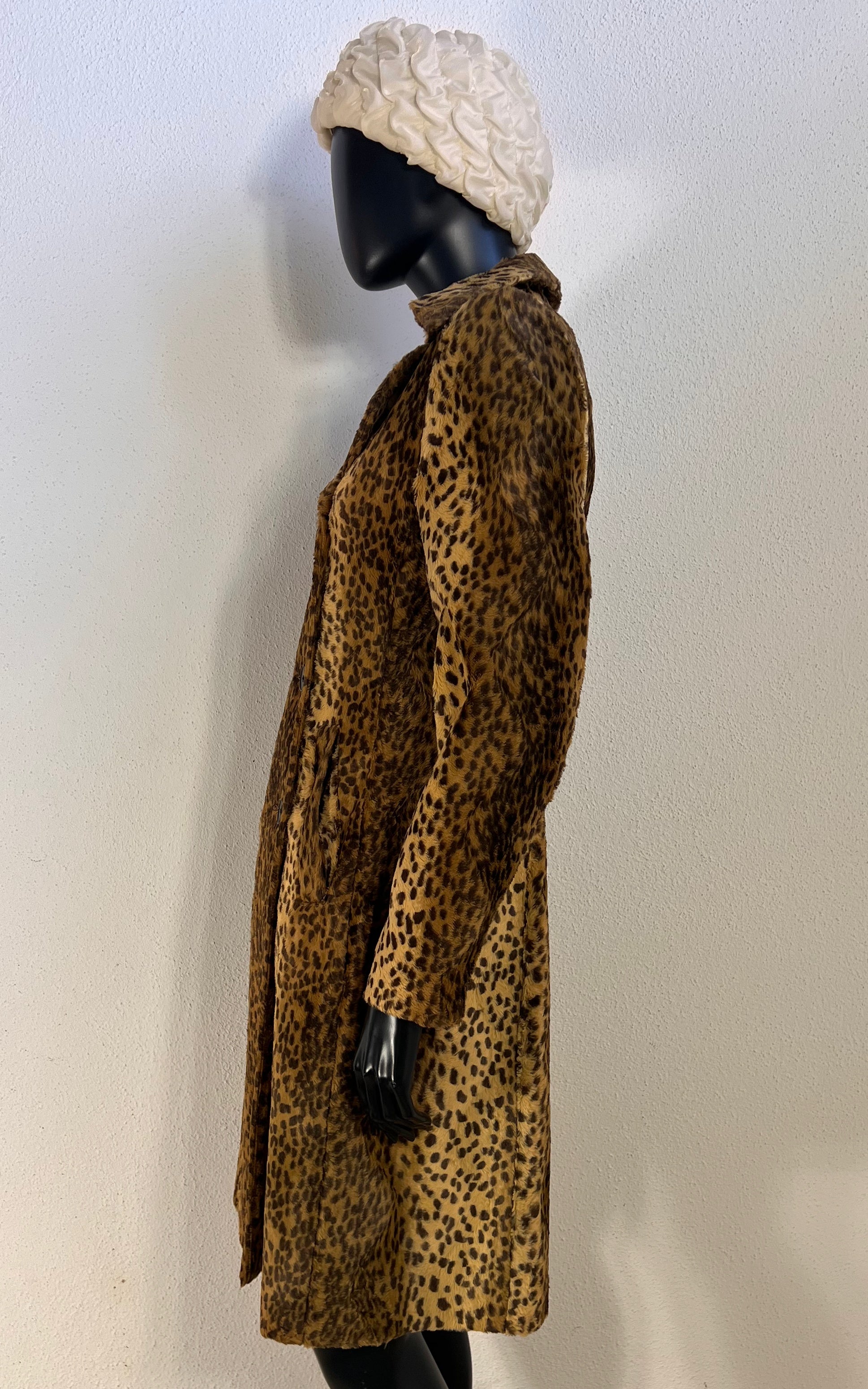Vintage 90s Kookai leopard-print faux-fur coat