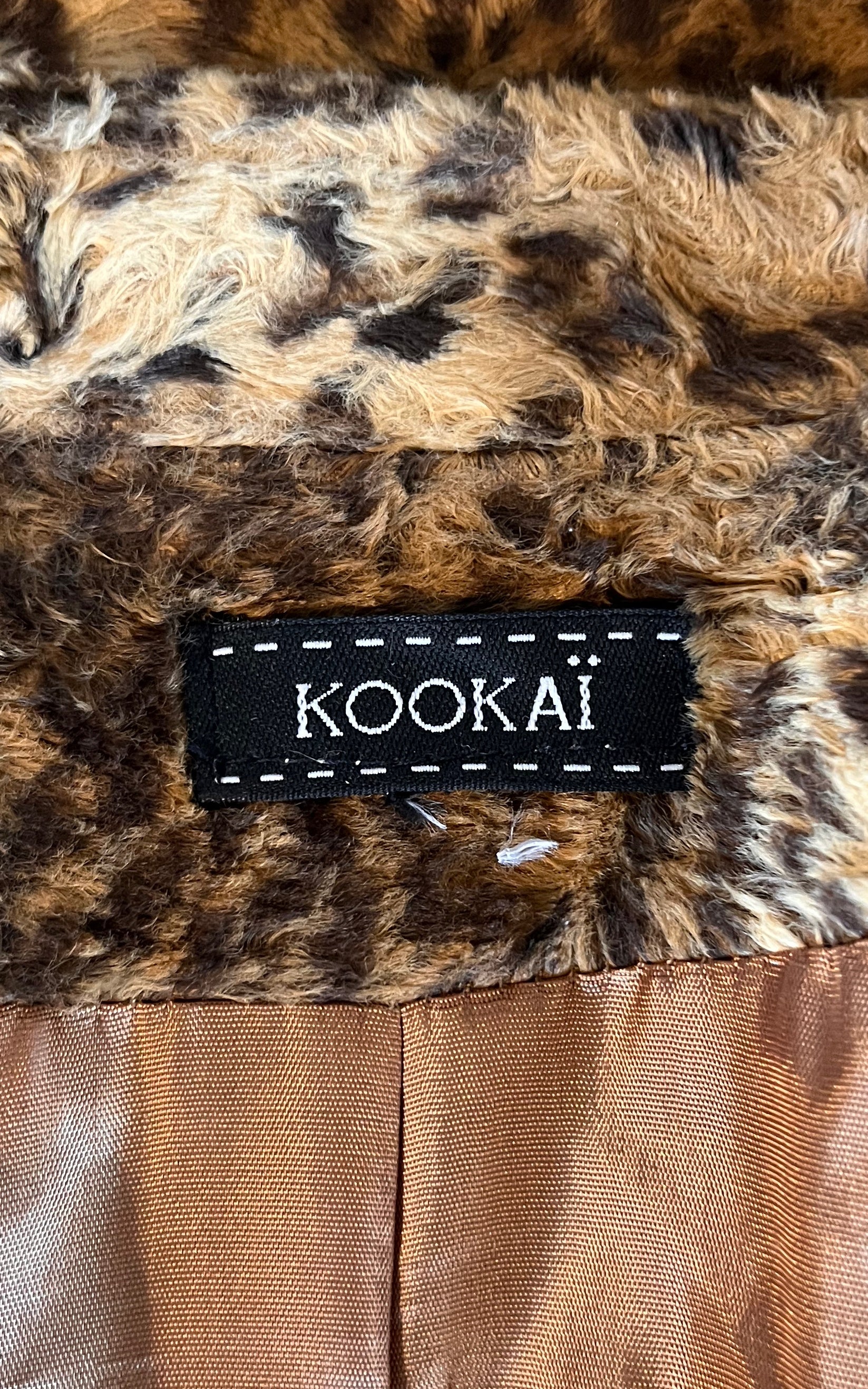 Vintage 90s Kookai leopard-print faux-fur coat
