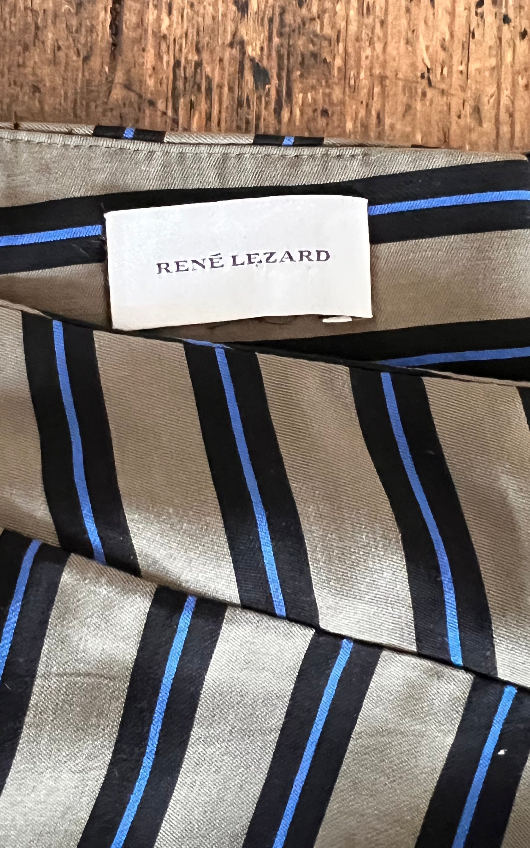 René Lezard Striped Asymmetric Wrap Skirt