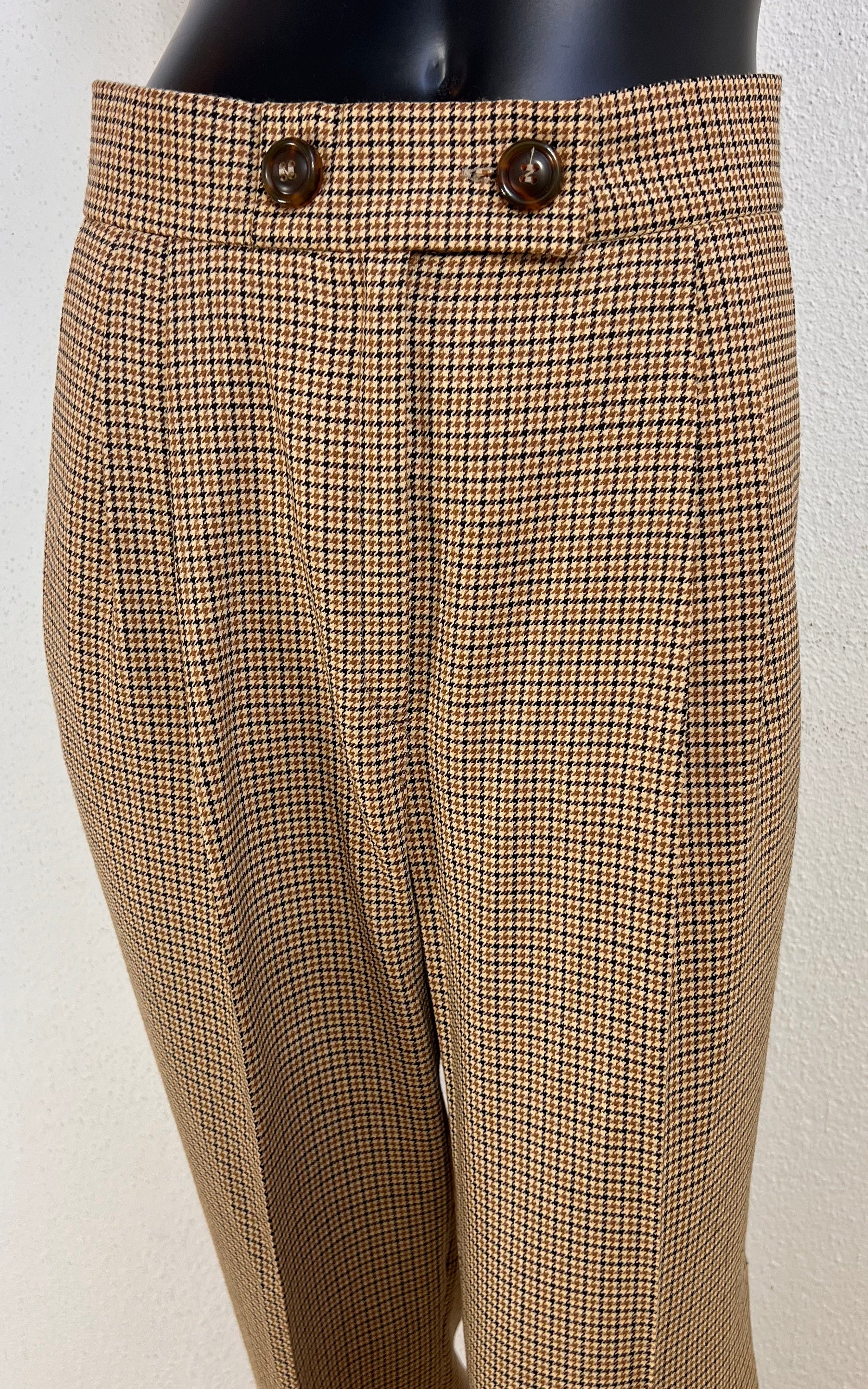 Vintage Elégance Paris Wool Blend Houndstooth Trousers