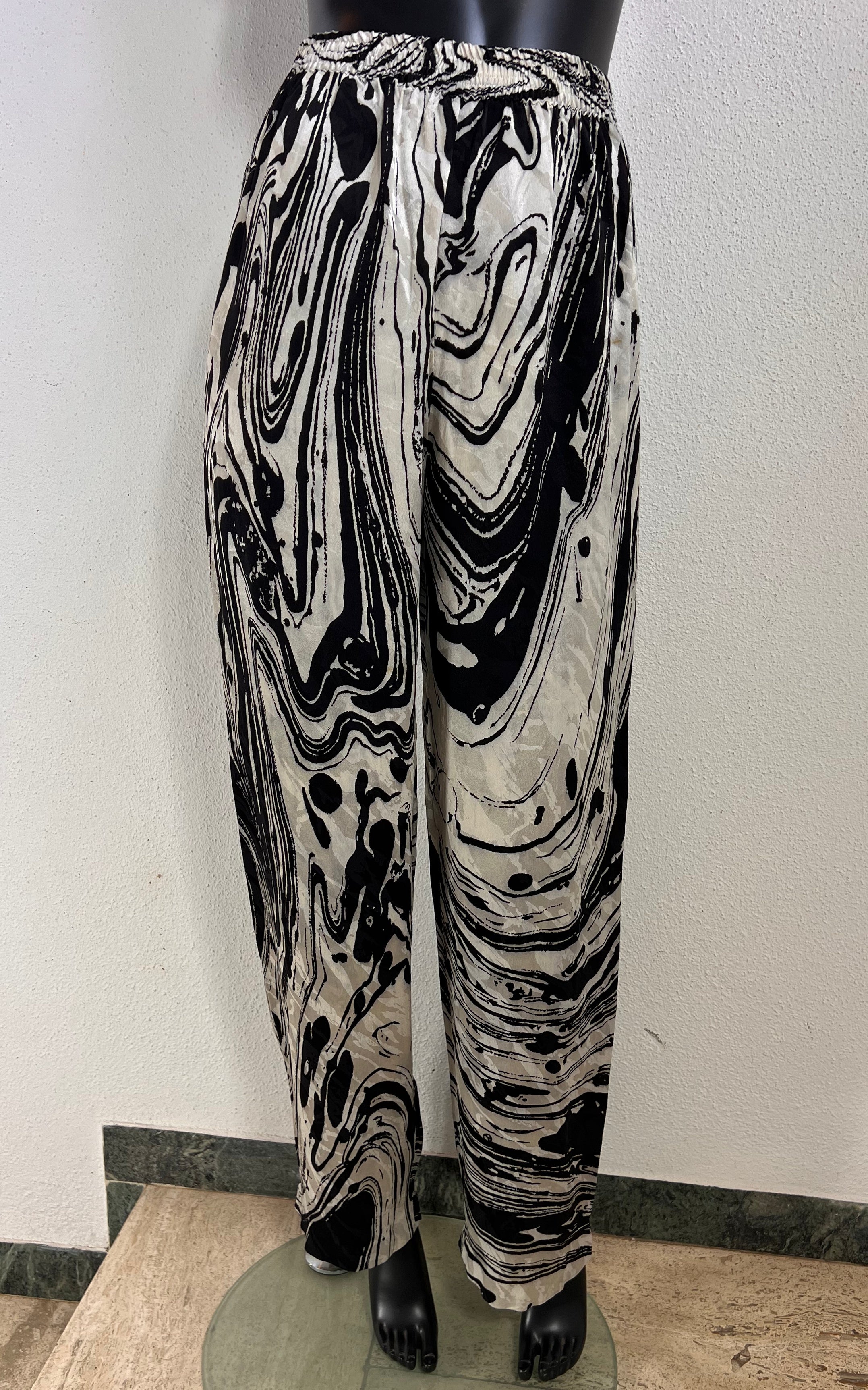 Vintage ESCADA by Margaretha Ley 100% Silk Abstract Marbled Print Trousers