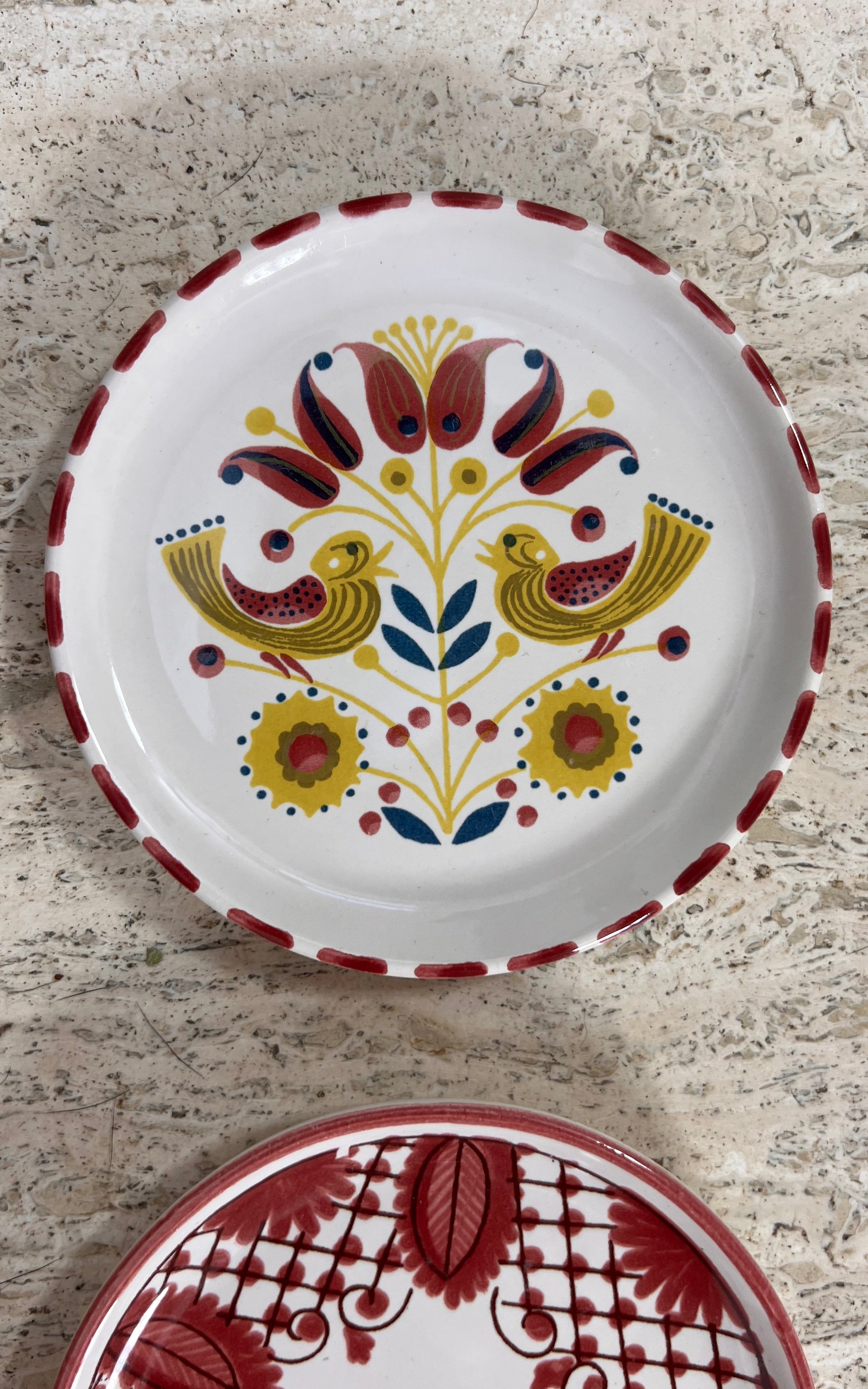 Vintage Hand-Painted Ceramic Coasters – Set of 4