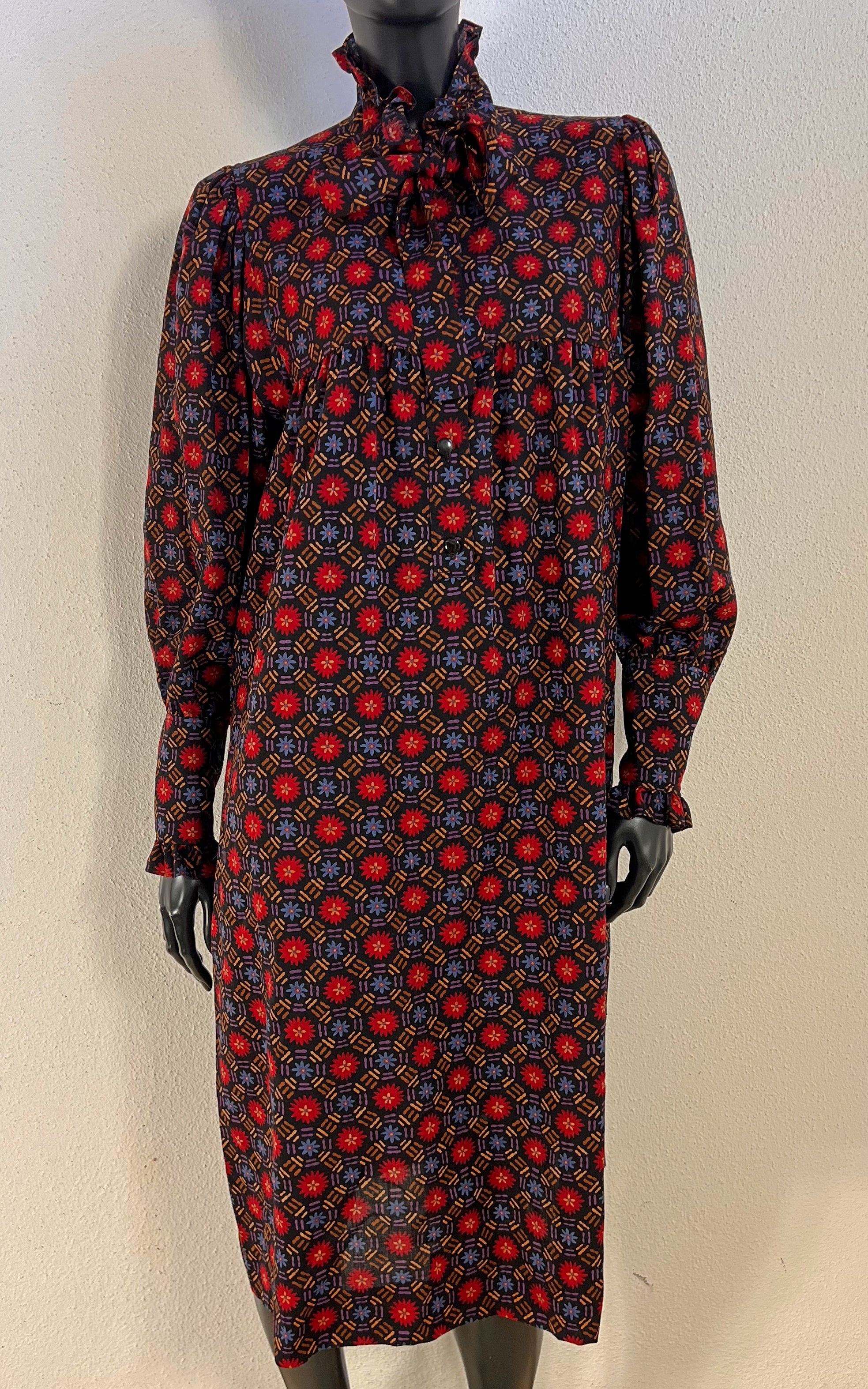 Fall 1980 Yves Saint Laurent Rive Gauche Floral Dress