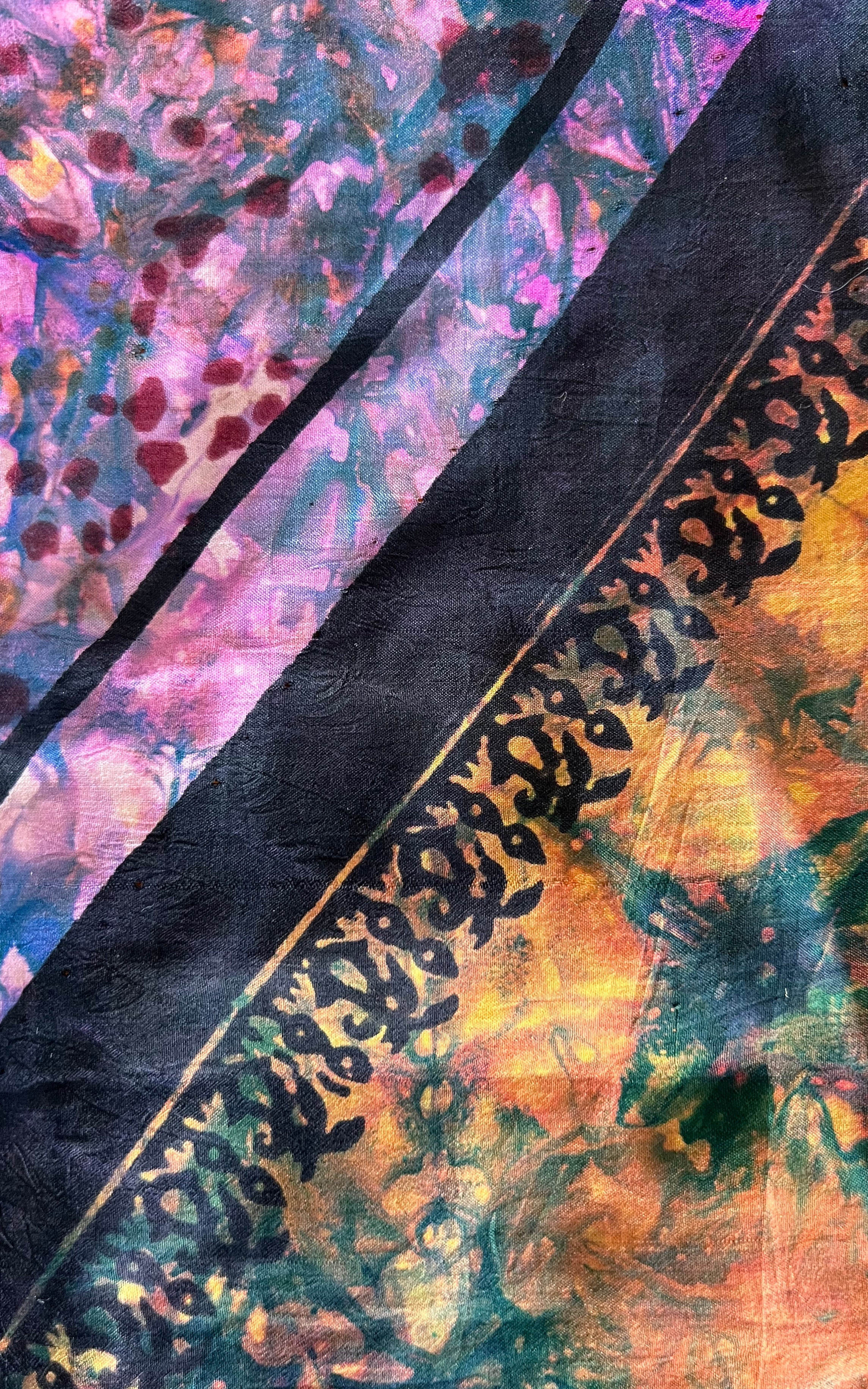 Gilet vintage da uomo in seta tye-dye anni '70