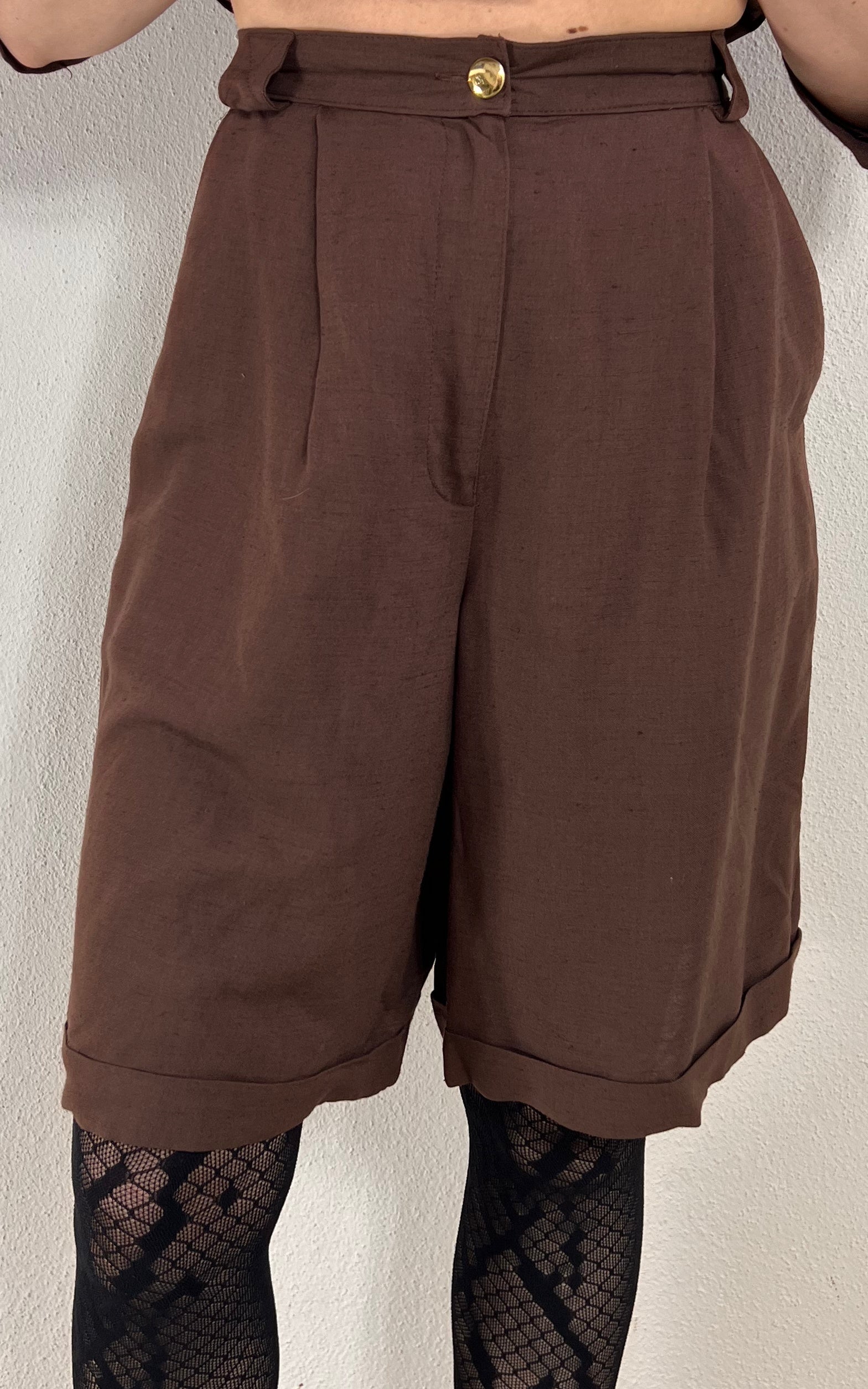 Vintage Brown Linnen Short Suit