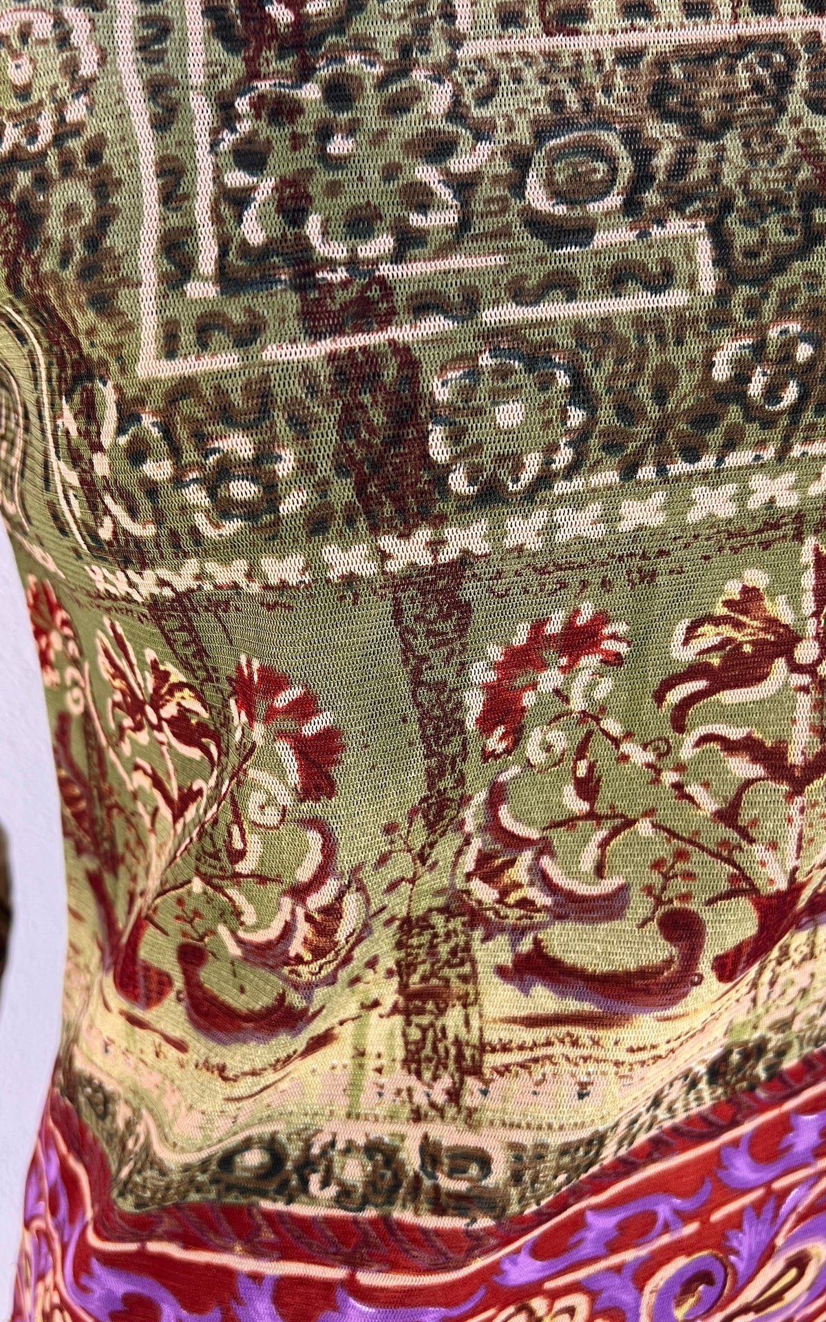 Vintage 90s Nienhaus Ornamental Print Mesh Shirt