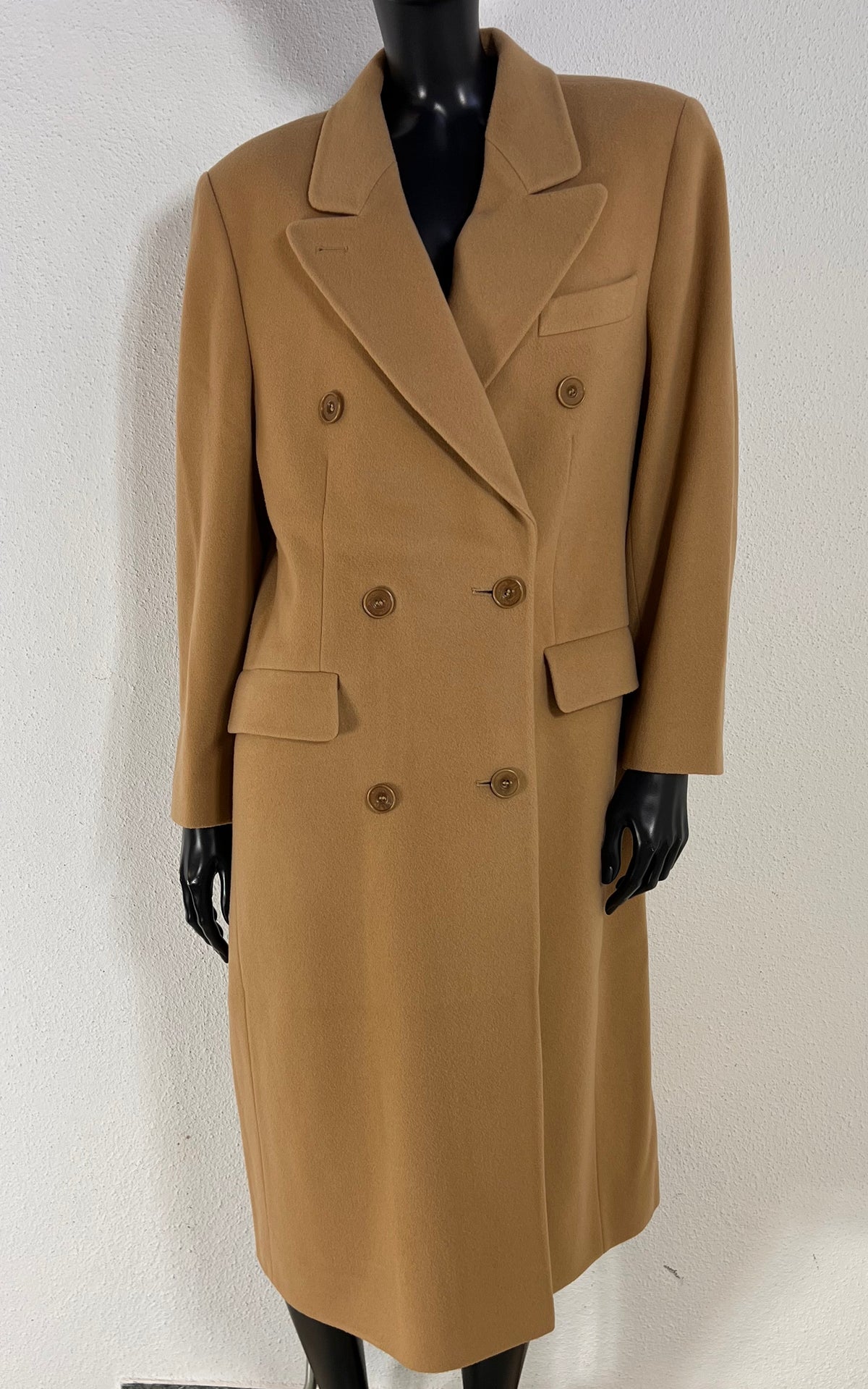 Vintage DAKS Signature Camel Wool & Cashmere Double-Breasted Coat