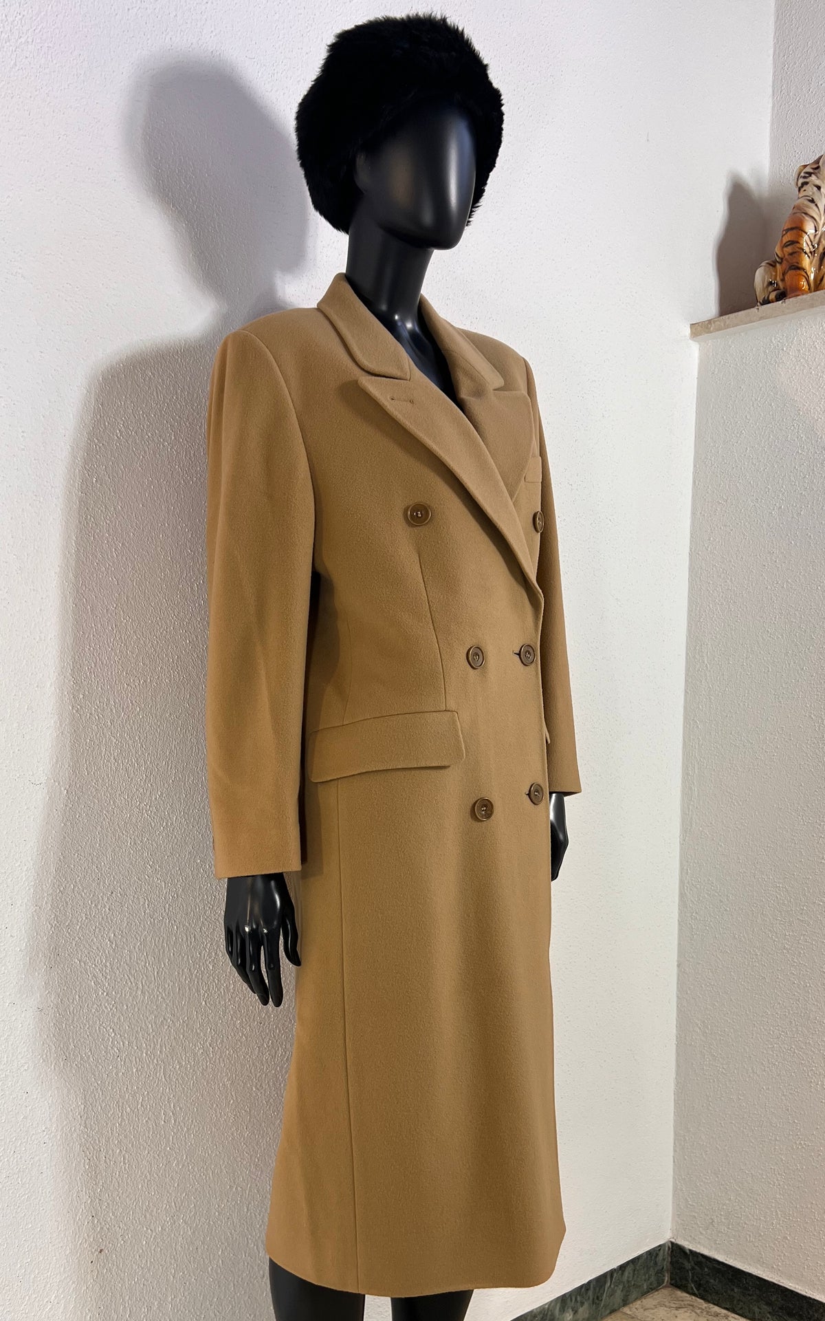 Vintage DAKS Signature Camel Wool & Cashmere Double-Breasted Coat
