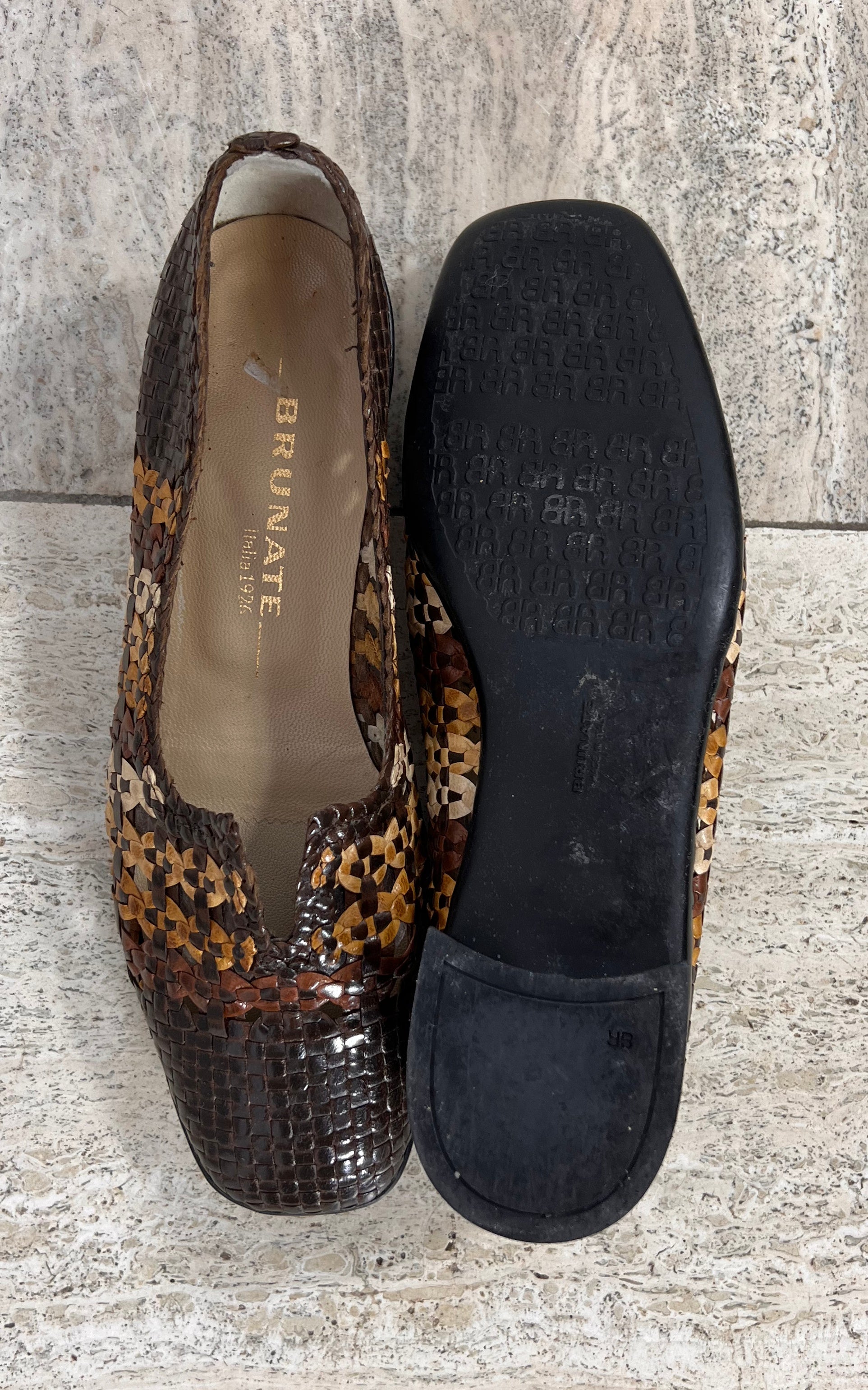 Vintage Brunate since 1926 Woven Leather Loafers 40