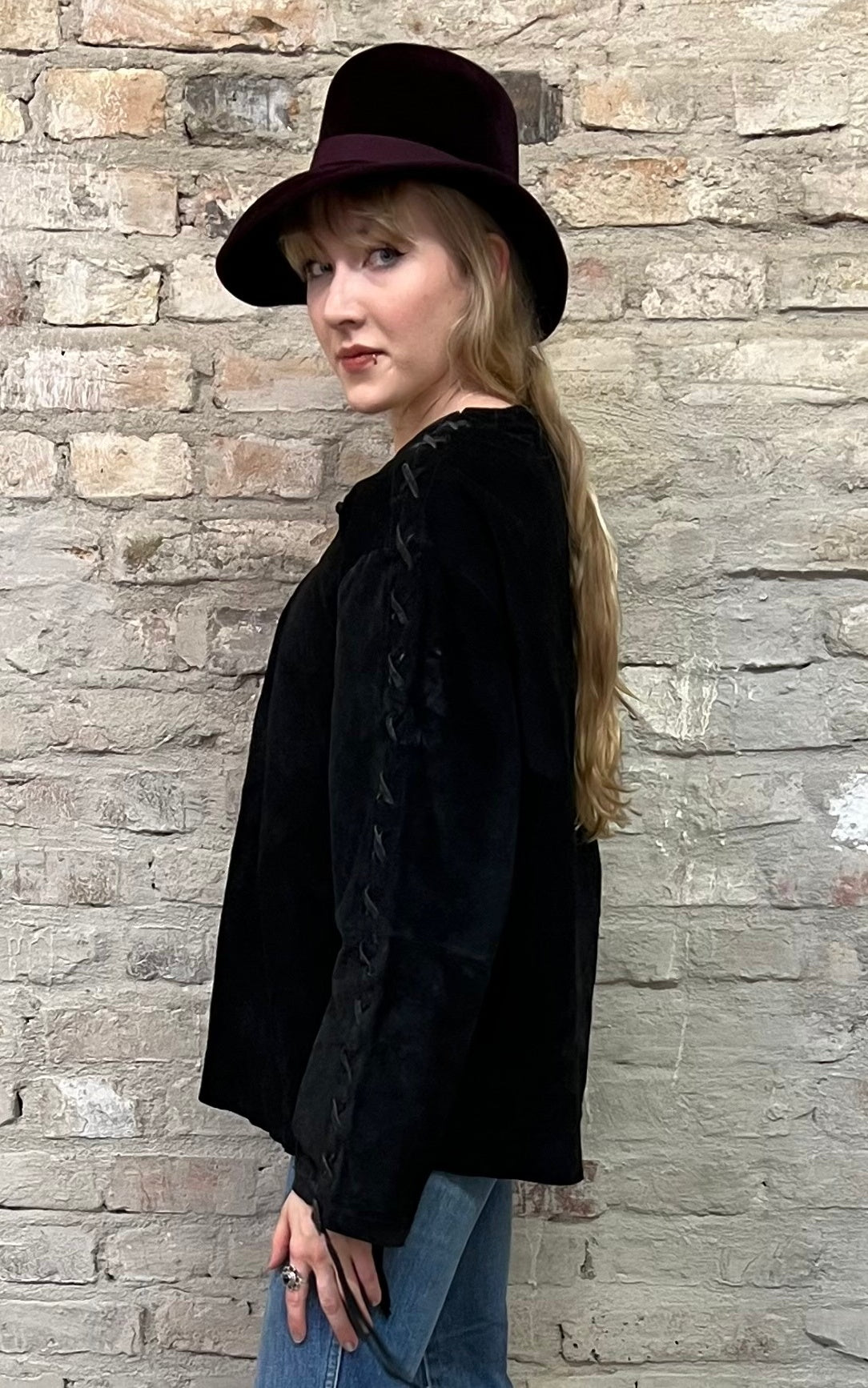 Camicia vintage in pelle scamosciata