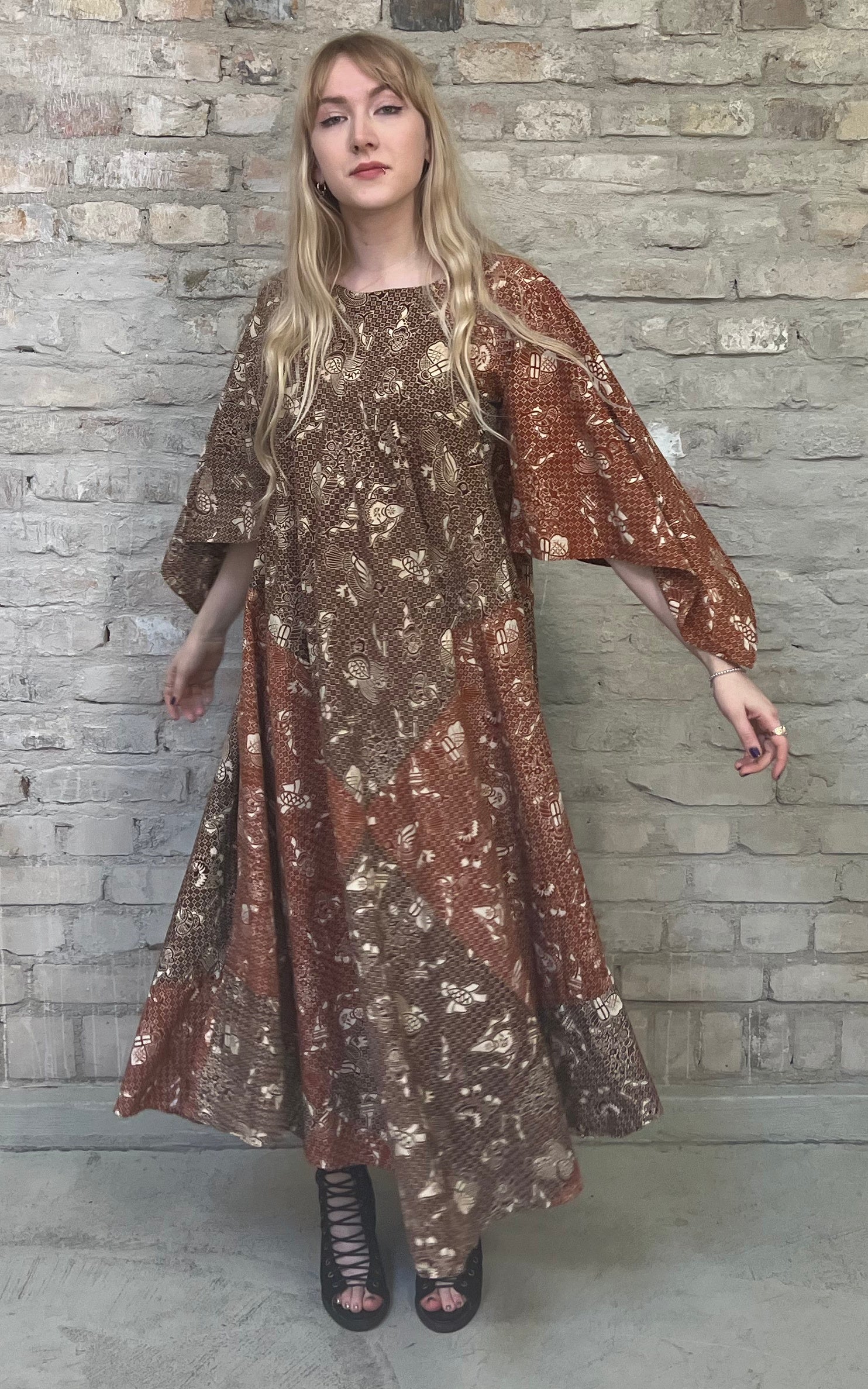 Abito caftano indiano vintage in cotone