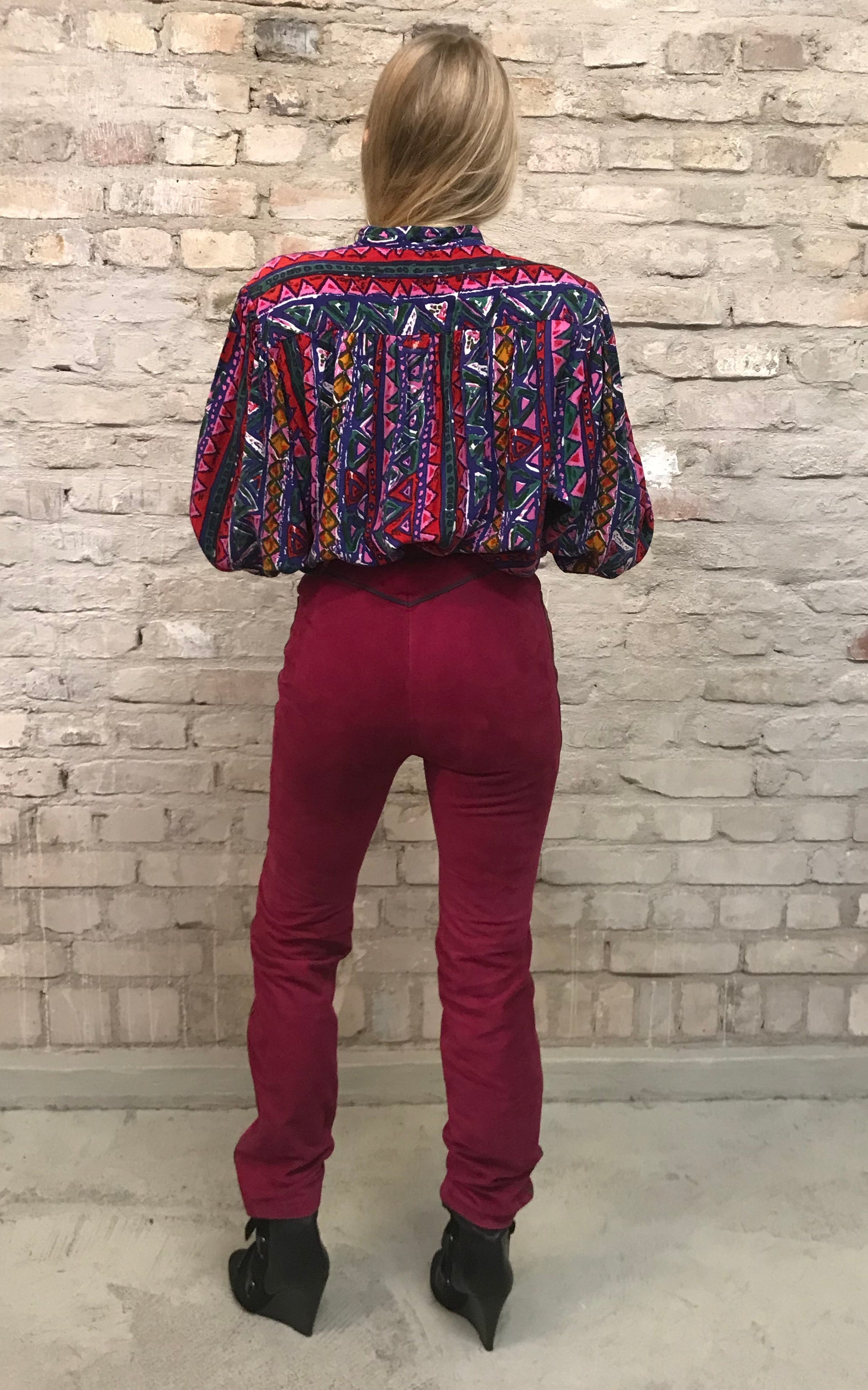 Pantaloni in pelle scamosciata Roberto Cavalli vintage anni '70
