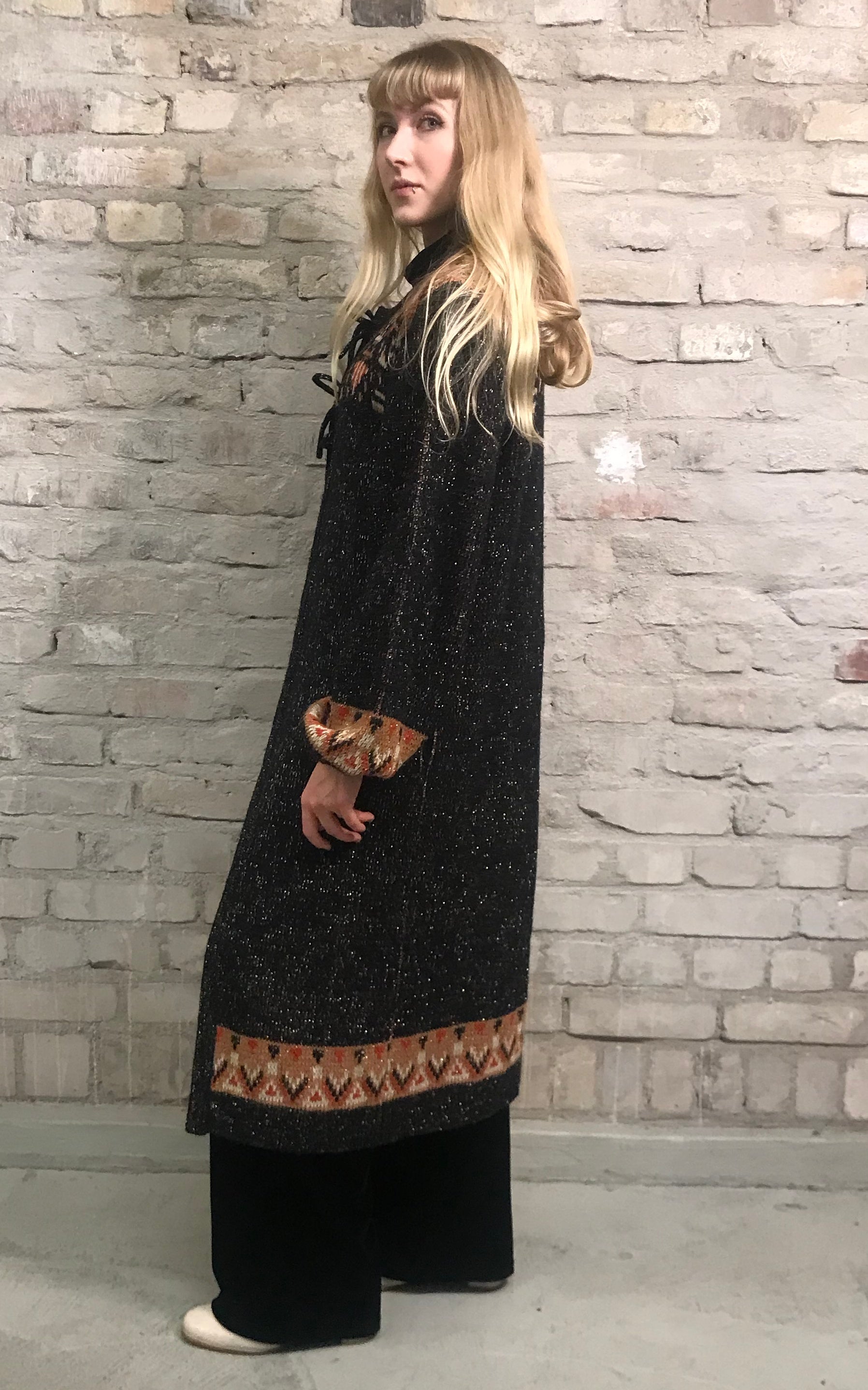 Cardigan lungo scintillante vintage anni '70